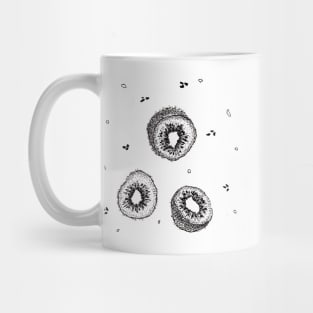 Quirky Kiwi ,  black and white ink fruit , hipster seeds Mug